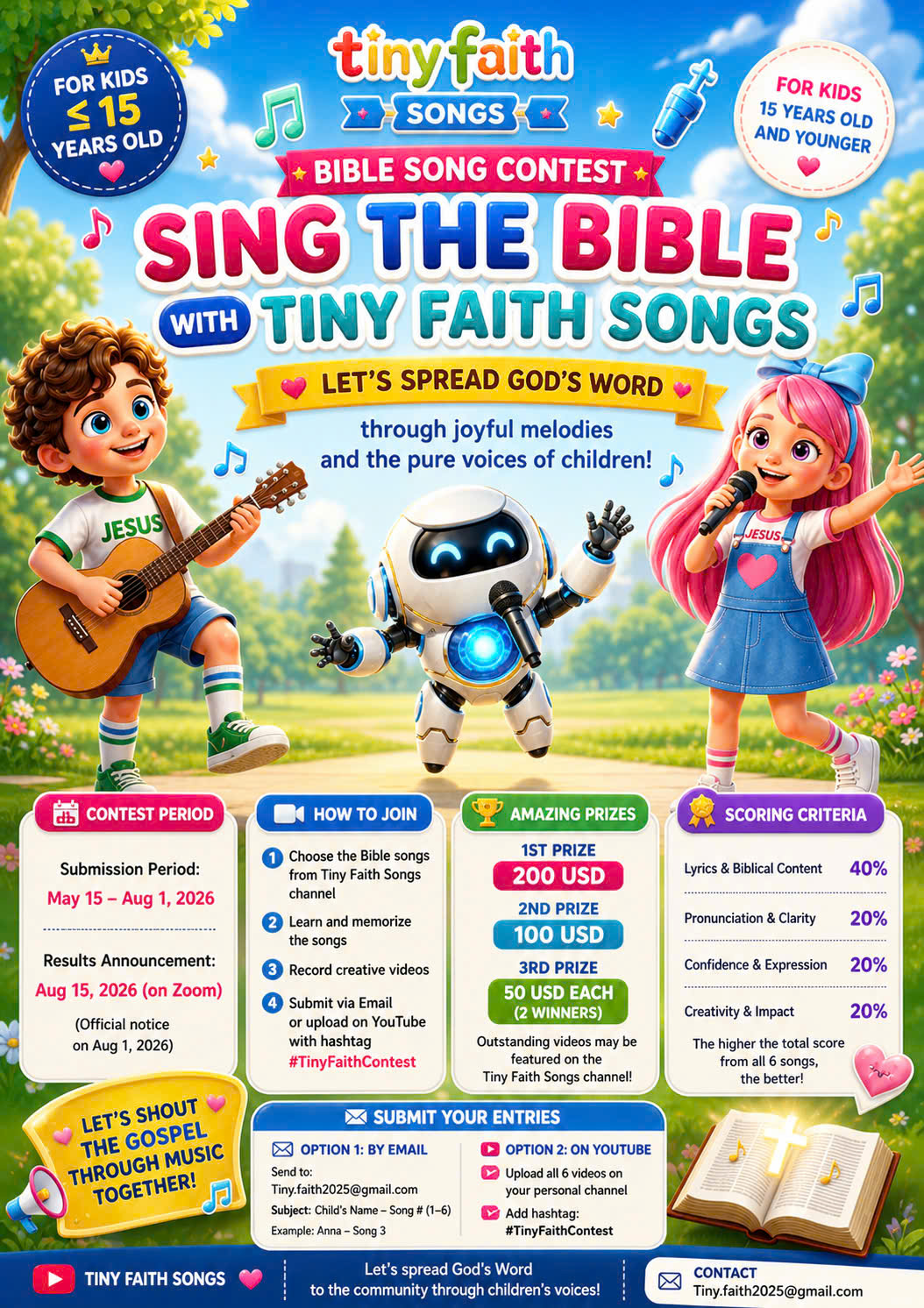 Bible Song Contest with Tiny Faith Songs poster